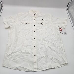 Wrangler Mens‎ White Short Sleeve Button Up Shirt Regular Fit XL Fishing UPF 40+